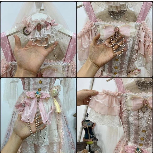 ✨Rare Find ✨Sweet Lolita Pink Lace Dress - Picture 9 of 14